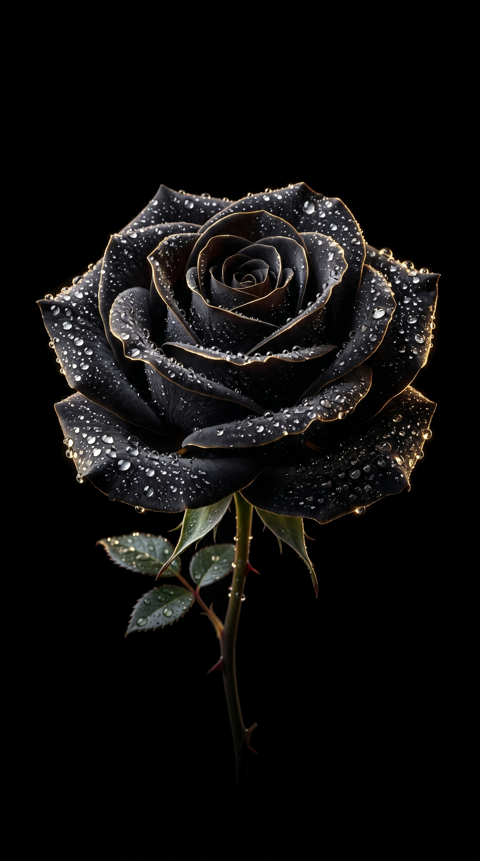 Black Rose Crystal Dew Droplets